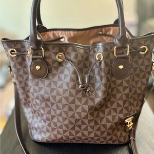 Brown Geometric Tote Bag